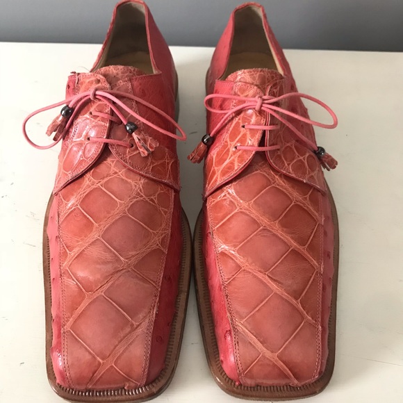 (SOLD)Mauri Italy Genuine Alligator/Ostrich Coral - Picture 4 of 6